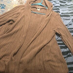 Barefoot dreams Cozy chic ultralight Brown ribbed Hooded Sweater